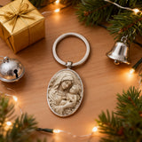Madonna & Child Oval Alloy Glass Keychain