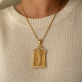 Our Lady of Guadalupe Temple‑Style Rhinestone Inlaid Stainless Steel Necklace