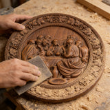 The Last Supper Round Wooden Sculpture