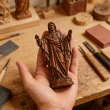 Hand Carved Sacred Heart of Jesus Virgin Mary Wooden Tabletop Ornament