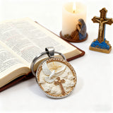 "Divine Blessing" Silver Dove & Cross Keychain – A Symbol of Faith, Peace, and God's Grace