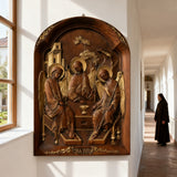 【Holy Trinity Wood Carving】Handcrafted Beech Wood Icon Three Graces Colorway Home Prayer Altar Spiritual Gift