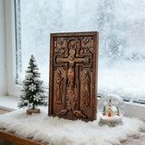 Hand-Carved Crucifix Wood Plaque: A Sacred Tribute to Redemption