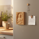 Sacred Heart of Jesus Hand-Carved Wood Magnet - 4 Premium Wood Tones for Home, Car & Office