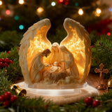 “Holy Family Angel-Wing Nativity” 2D Flat Acrylic Decor – A Glowing Tribute to Christmas
