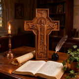 Bgcopper Ascension of Jesus wood carving cross