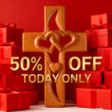 50% Off Today!Interwoven Hearts Wood Cross - A God-Centered Symbol for Marriage & Anniversaries