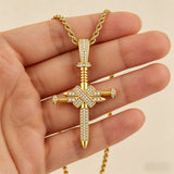 Iced Nail Cross Pendant Necklace – Faith, Strength & Dazzling Luxury