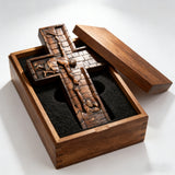 BGCOPPER Savior Jesus Cross - Carved from Natural Wood