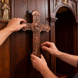 Bgcopper Lamb of God Wood Carving Cross Wall Decor - Paschal lamb