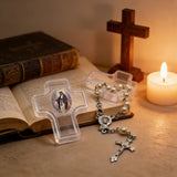 6mm Pearl Rosary Bracelet with Cross Case | Catholic Devotional Jewelry