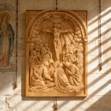 Handcarved Beechwood Crucifix Relief — Let His Sacrifice Settle Into Your Days