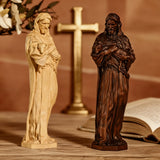 Jesus as the Good Shepherd Wooden Circular Sculpture: Desktop Decoration