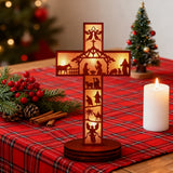 Boxwood LED Nativity Cross – The Light of Christ Shines Within