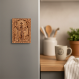 Archangel Michael Hand-Carved Wood Refrigerator Magnet | 4 Sacred Wood Tones