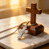 Iced Baguette & Round CZ Cross Pendant Necklace – Faith, Luxury & Statement Style