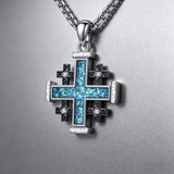 Orthodox Jerusalem Cross Turquoise Necklace – Faith, Heritage & Timeless Strength