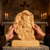 Southern European Boxwood Holy Family Blessing Ornament - Engraved with Your Surname