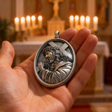Divine Grace: Jesus Carrying the Cross with Sacred Heart S925 Sterling Silver Pendant Necklace
