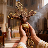 St. Benedict Exorcism Cross wood carved - Bless you and your family