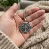 S925 Sliver Saint Benedict Medallion Ward Off Evil Necklace