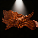 Eagle & Flag Wood Wall Plaque - Handcrafted American Heritage Tribute