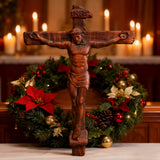 Sacred Art Crucifix: Devotionally Hand-Carved Solid Wood Cross, A Testament of Divine Love & Sacrifice