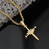 Handcrafted silver-plated copper nail cross pendant - hip-hop style religious necklace - BGCOPPER