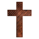 American Flag Cross - Carved in Natural Wood - BGCOPPER