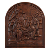 Natural beech nativity scene wood carving plaque - BGCOPPER