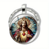 Jesus Stained Glass Style Keychain | Zinc Alloy Faith Token (Buy 2 Get 1 Free, Share With Family)