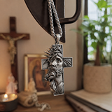 S925 Sterling Silver Jesus Crown of Thorns Cross Pendant – Christian Faith Necklace