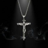 S925K Sandblasted Silver Jesus Crucifix Pendant