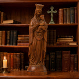 Boxwood Madonna and Child Wood Carving Desktop Ornament