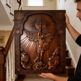 Bgcopper Archangel Michael Square Wooden Icon Religious Gifts - Best Wood Carving Wall Decor