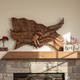 Eagle & Flag Wood Wall Plaque - Handcrafted American Heritage Tribute