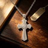 Iced Baguette & Round CZ Cross Pendant Necklace – Faith, Luxury & Statement Style