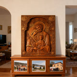 Holy family Nativity Wood Carving Gift Religious Byzantine Icon