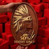 50% Off Today!Native American Indian woman natural wood carving decoration, native day gift