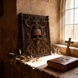Ornate Skull Carved Wood Wall Art: Timeless Baroque-Inspired Decor