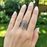 Metatron's Cube Ring Archangel Protection Women Ring Stainless Steel Jewelry