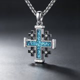 Orthodox Jerusalem Cross Turquoise Necklace – Faith, Heritage & Timeless Strength