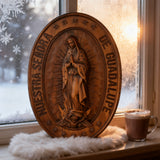 Vintage Colorful Our Lady of Guadalupe Wood Carving 🎨🪵 - Patron Saint of the Americas & Unborn Children 🙏🛡️