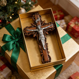 Silver painted version Ash wood Crucifix ,Jesus Christ, wooden Cross gift of love