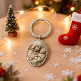 Madonna & Child Oval Alloy Glass Keychain
