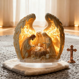 “Holy Family Angel-Wing Nativity” 2D Flat Acrylic Decor – A Glowing Tribute to Christmas