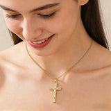 Zircon-Encrusted Jesus Cross Necklace: Faith Worn with Grace