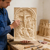 Handcarved Beechwood Crucifix Relief — Let His Sacrifice Settle Into Your Days