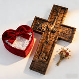 BGCOPPER Savior Jesus Cross - Carved from Natural Wood