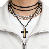 Silver & Black Textured Cross Necklace: A Stylish Fusion of Faith and Edge